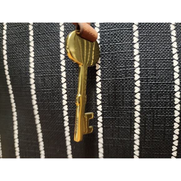 Fossil Women's Rachel Leather Printed Tote Bag Medium Black White Handbag Charm - Picture 10 of 16